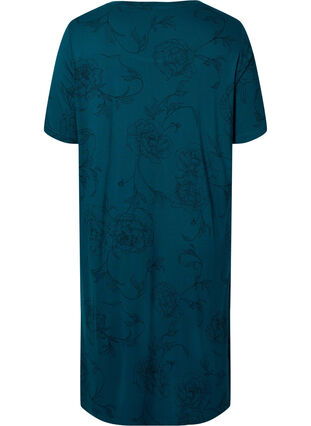 Zizzi Printed nightdress in viscose, Deep Teal Flower, Packshot image number 1