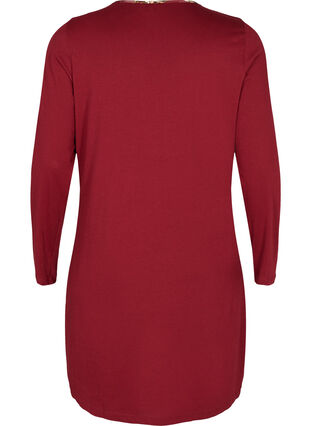 Zizzi Cotton nightdress with long sleeves, Cabernet, Packshot image number 1