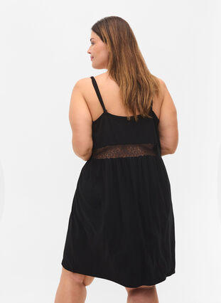 Zizzi Viscose night dress with lace details, Black, Model image number 1