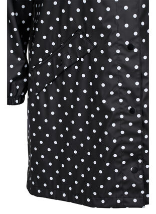 Zizzi Hooded polka dot rain jacket, Black W/White Dot, Packshot image number 3