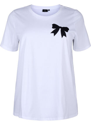 Zizzi Bawelniana koszulka z muszka, Bright Wh. W. Black , Packshot image number 0