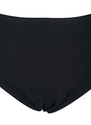 Dól bikini z wysokim stanem o fakturze krepy, Black, Packshot image number 2