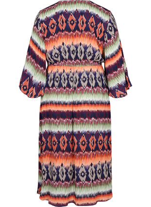 Zizzi Beach dress in viscose with adjustable waist, Ethnic AOP, Packshot image number 1