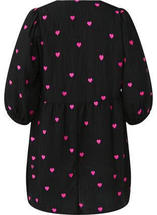 Zizzi Tunika z sercami i rekawami 3/4, Black Emb. Heart, Packshot image number 1