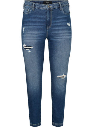 Zizzi Ripped Amy jeans with super slim fit, Blue denim, Packshot image number 0