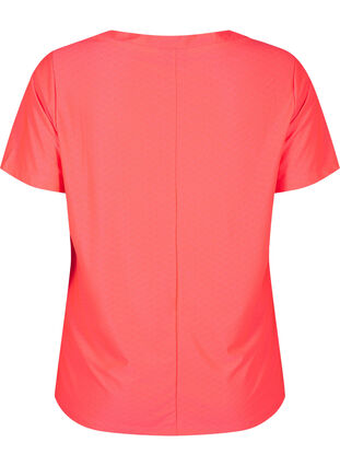 Zizzi T-shirt treningowy z dekoltem w szpic i wzorem, Fyring Coral ASS, Packshot image number 1