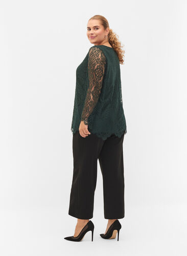 Zizzi Cropped trousers with width, Black, Model image number 1