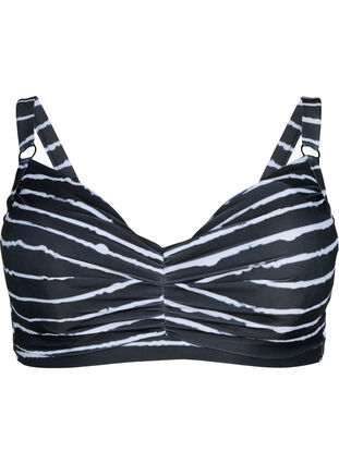 Zizzi Biustonosz bikini z nadrukiem i fiszbinami, Black White Stripe, Packshot image number 0