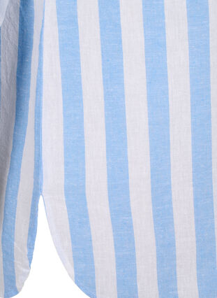 Zizzi Koszula o przedluzonym kroju wykonana z lnu i bawelny, Blue White Stripe, Packshot image number 3