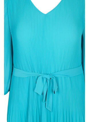 Zizzi Pleated dress with 3/4 sleeves, Turquoise, Packshot image number 2