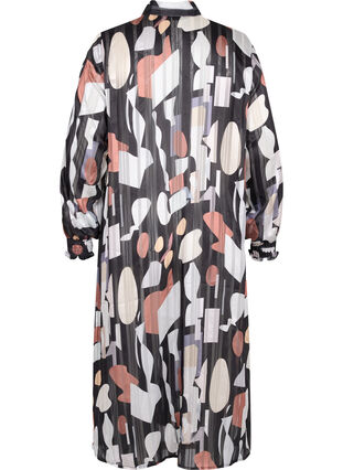 Zizzi Printed shirt dress with smock, Graphic AOP, Packshot image number 1