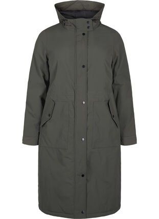 Zizzi Kurtka typu parka z kapturem i regulowana talia, Black Olive, Packshot image number 0