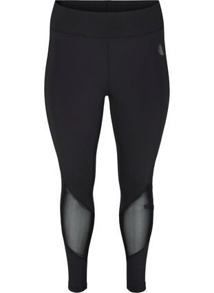 Zizzi Cropped exercise leggings with mesh, Black, Packshot image number 0