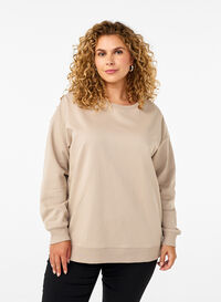 Bluza z okraglym dekoltem, Simply Taupe, Model