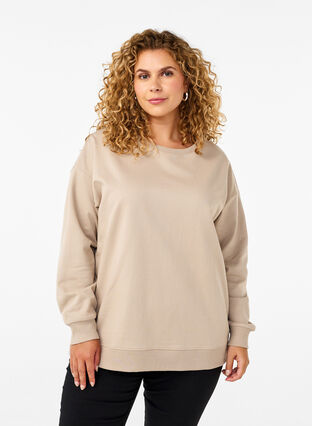 Zizzi Bluza z okraglym dekoltem, Simply Taupe, Model image number 0