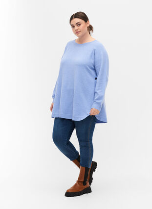 Zizzi Zapinany na guziki sweter z melanzowej dzianiny, Lavender Lustre, Model image number 3