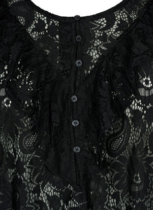 Zizzi Lace top with frill detail, Black, Packshot image number 2