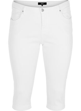 Zizzi Amy capri jeans z wysokim stanem i bardzo dopasowanym krojem, Bright White, Packshot image number 0