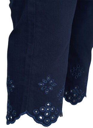 Zizzi Capris with broderie anglaise, Dark Blue, Packshot image number 3