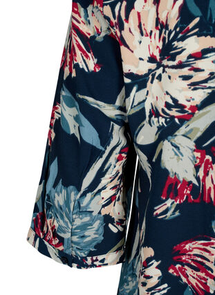 Zizzi Bluzka w kwiaty z rekawami 3/4, Navy Flower, Packshot image number 3