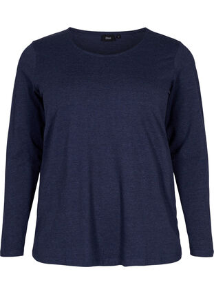 Zizzi Basic blouse with long sleeves, Night Sky Melange, Packshot image number 0