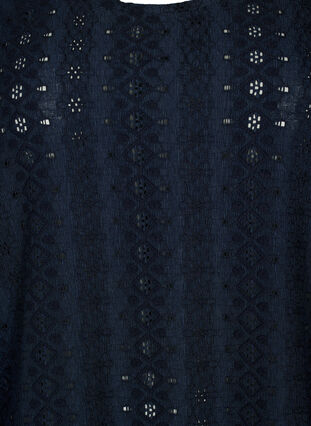 Zizzi Blouse with embroidery anglaise and 1/2 sleeves, Navy Blazer, Packshot image number 2