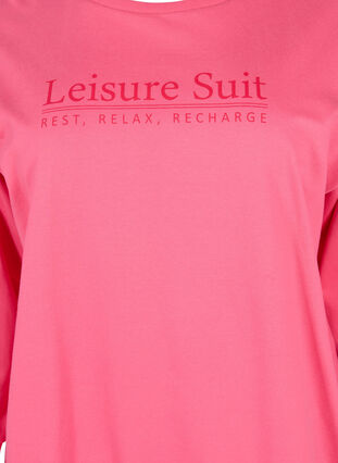 Zizzi Cotton sweatshirt with text print, Hot P. w. Lesuire S., Packshot image number 2