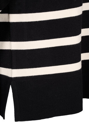 Zizzi Dzianinowa bluzka w paski z rekawami 3/4, Black Birch Stripes, Packshot image number 3