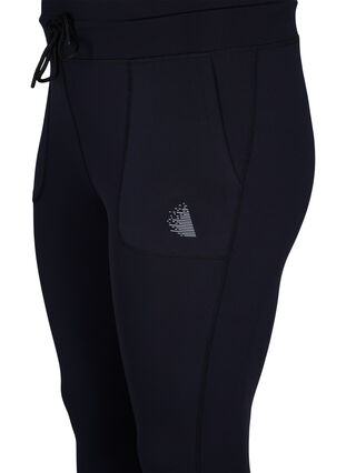 Zizzi 	 7/8 tights with pockets and adjustable drawstring, Black, Packshot image number 2