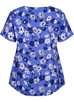 Zizzi Flash – bluzka z krótkim rekawem i nadrukiem, Amparo Blue Flower, Packshot image number 1