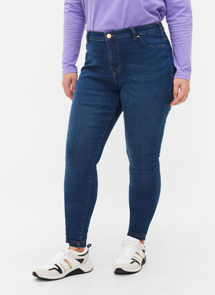 Zizzi Jegginsy z mieszanki bawelny, Blue denim, Model image number 2