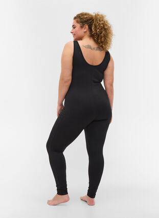 Zizzi Tight-fitting exercise jumpsuit, Black, Model image number 1