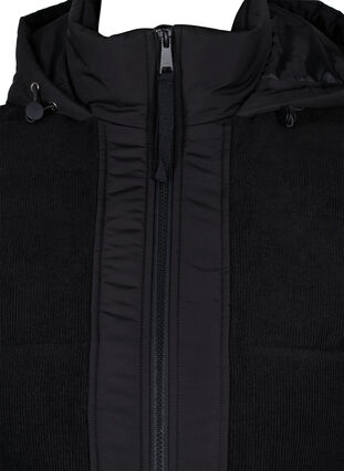 Zizzi Long vest with hood and zip, Black, Packshot image number 2