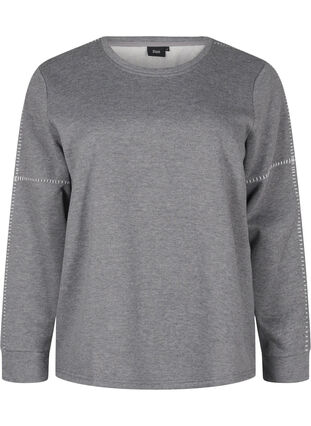 Zizzi Bluza z kontrastowymi szwami, Medium Grey Mél, Packshot image number 0