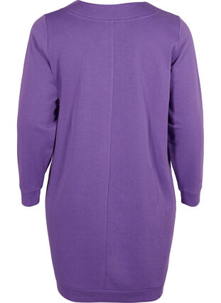 Zizzi Sweatshirt dress with v-neckline, Deep Lavender, Packshot image number 1