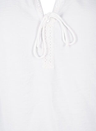 Zizzi Wiskozowa bluzka z krótkim rekawem i falbanka, Bright White, Packshot image number 2