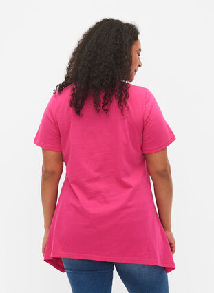 Zizzi Bawelniany T-shirt z tekstowym nadrukiem, Beetroot Purple HAP, Model image number 1