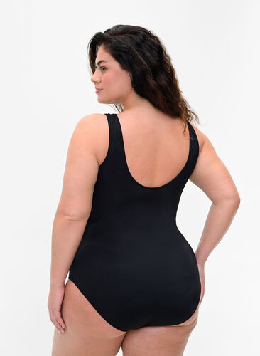 Zizzi Padded bathing suit with mesh, Black, Model image number 1