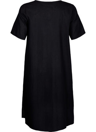 Zizzi Bawelniana sukienka typu kaftan z domieszka lnu, Black, Packshot image number 1