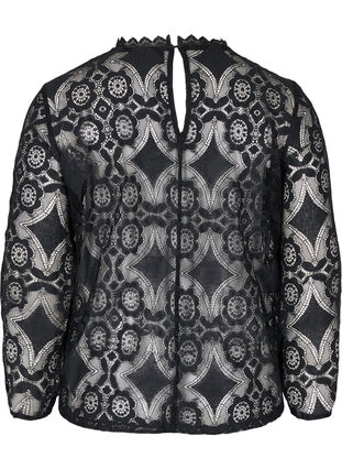 Zizzi Lace top with round neckline, Black, Packshot image number 1