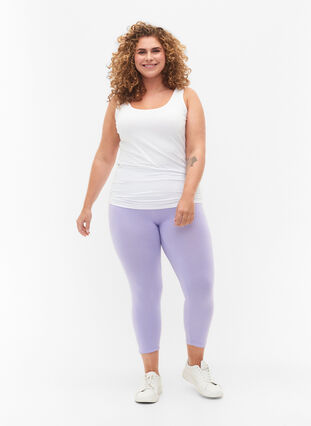 Zizzi 3/4-length wiskozowe legginsy w stylu basic, Lavender, Model image number 2