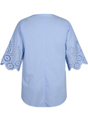Bluzka koszulowa z haftem angielskim i rekawami 3/4, Serenity, Packshot image number 1