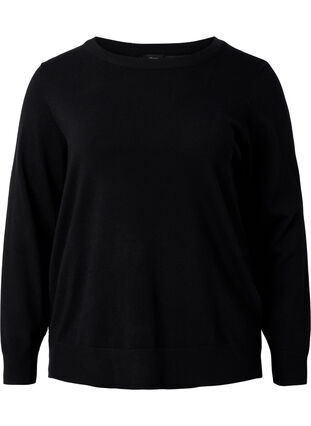 Zizzi Viscose knitted jumper with back detail, Black, Packshot image number 0