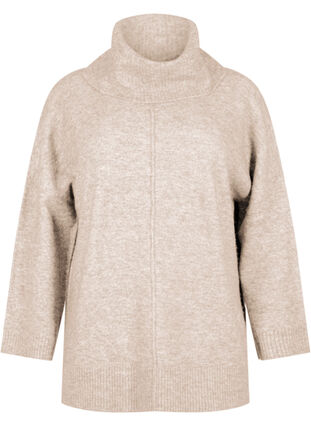 Zizzi Melanzowy sweter z dzianiny z golfem, Simply Taupe Mel., Packshot image number 0