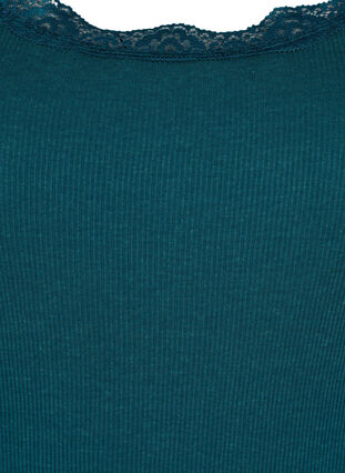 Zizzi Top z koronkowym wykonczeniem, Deep Teal, Packshot image number 2