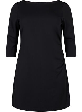 Sukienka z drapowaniem i rekawami 3/4, Black, Packshot image number 0