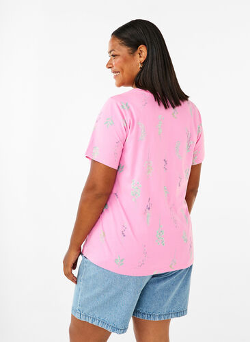 Zizzi T-shirt z organicznej bawelny z nadrukiem w kwiaty, Rosebloom W. Flower, Model image number 1