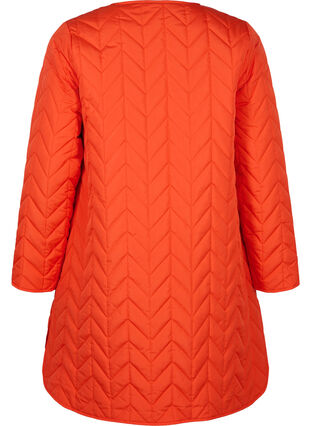 Zizzi Quilted jacket with buttons, Tangerine Tango, Packshot image number 1