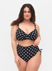 Doly bikini z nadrukiem i wysokim stanem, Dotted Print, Model