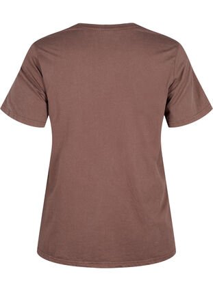 Zizzi T-shirt z nadrukiem uszyty z bawelny organicznej, Brown Wash W. Wisdom, Packshot image number 1